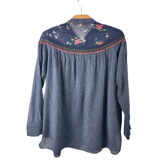 Free People Blue Hearts and Color Tunic Boho Blouse XS - Picture 8 of 11